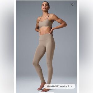 Alo airlift high waist legging (XS) and airlift intrigue bra (small) set GRAVEL